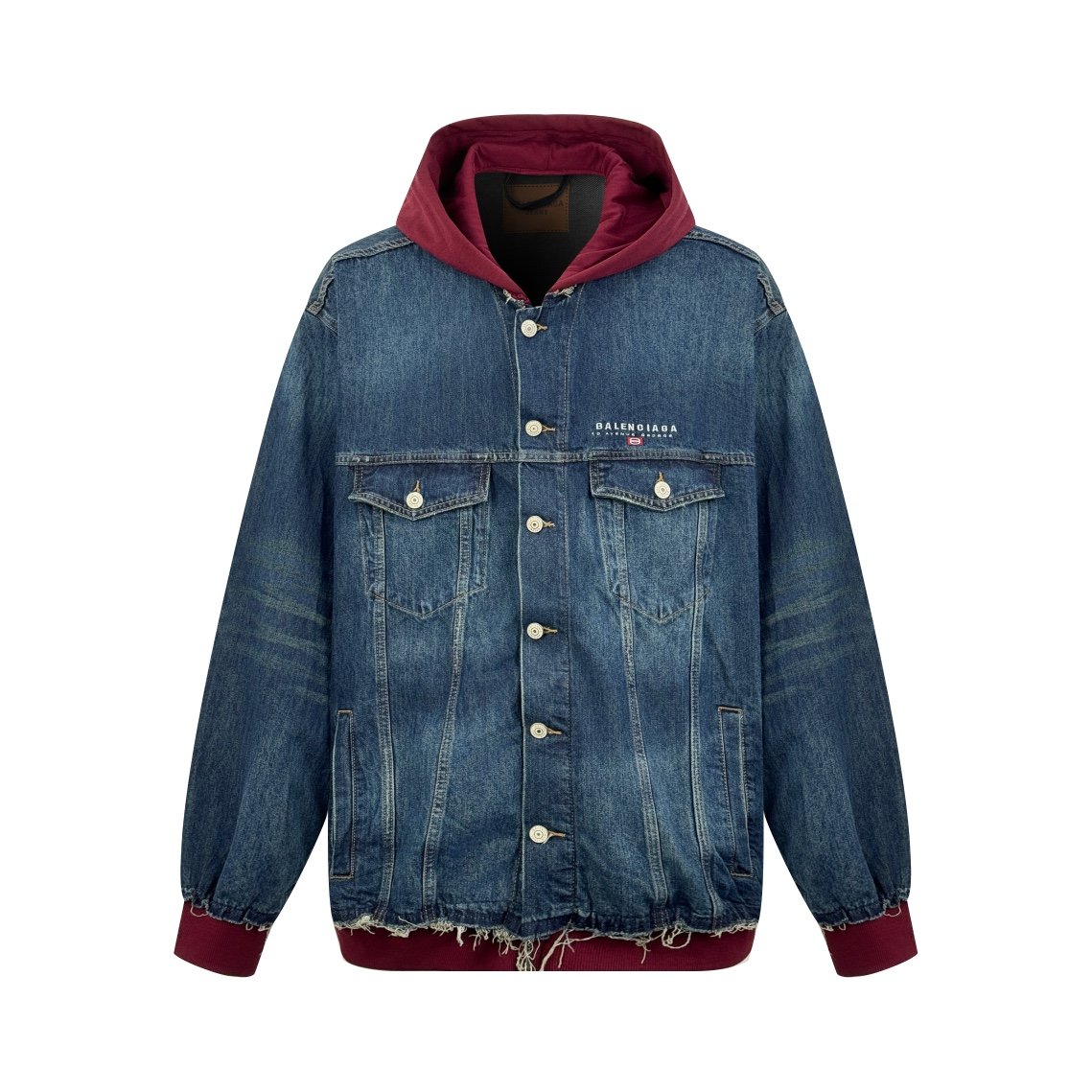 Balenciaga embroidered denim hooded coat 92603