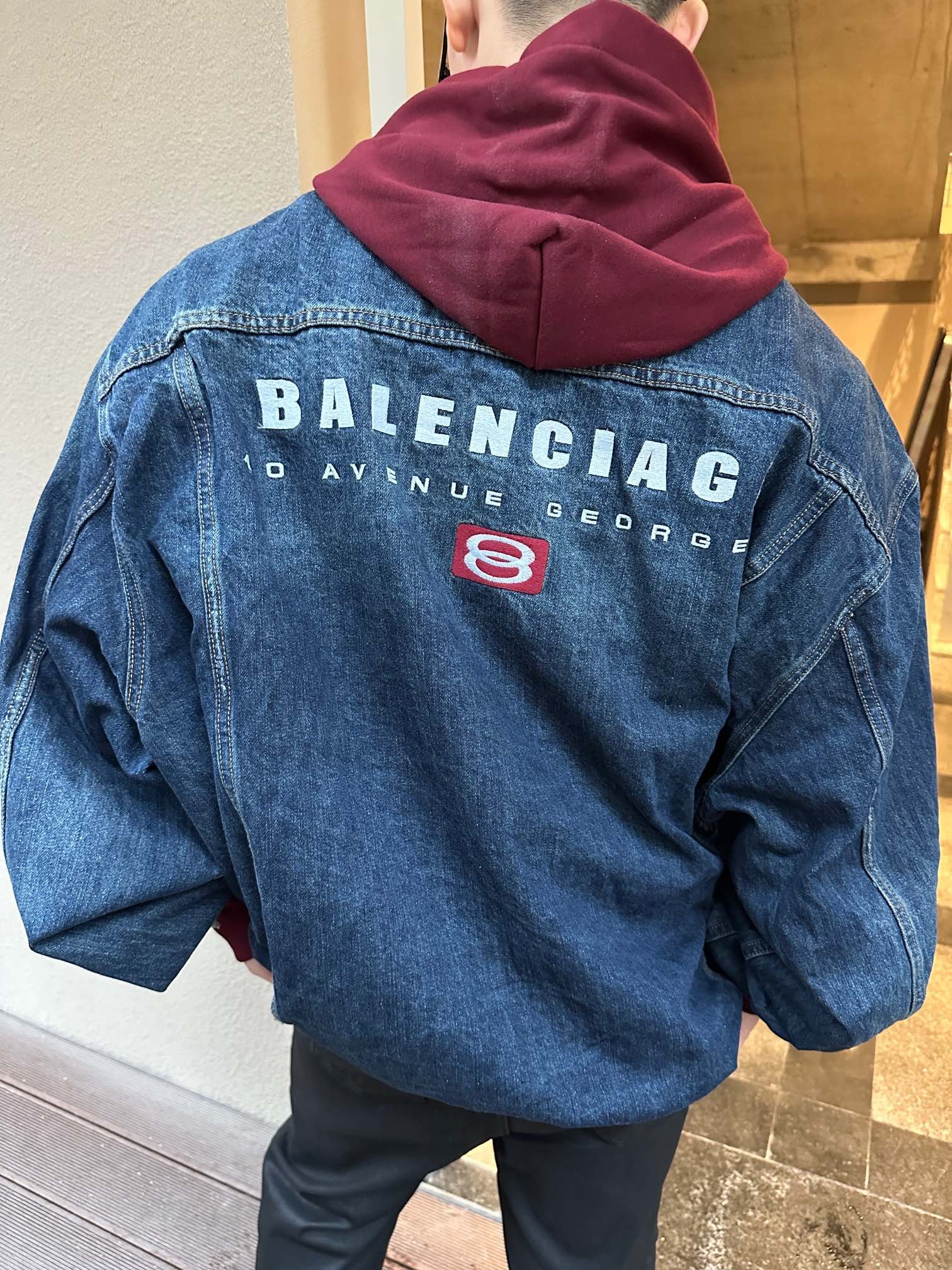 Balenciaga embroidered denim hooded coat 92603 - Image 7
