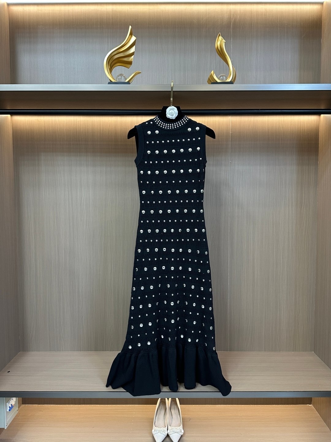 Sandro Knit Dress Knit Maxi Dress With Studs D92605 - Image 3