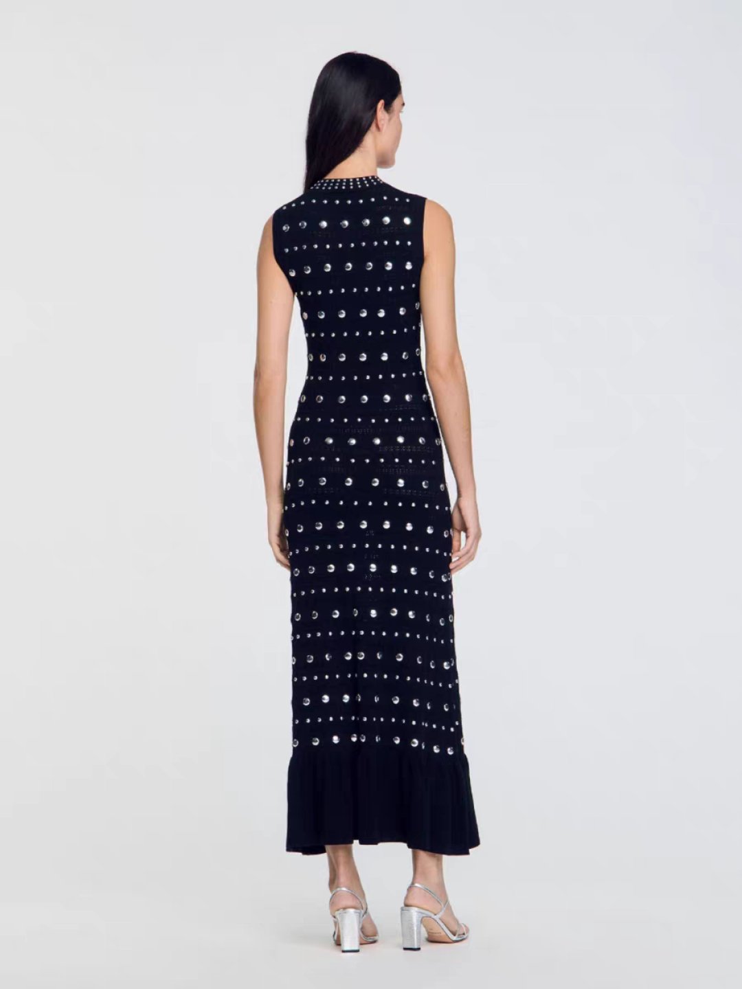 Sandro Knit Dress Knit Maxi Dress With Studs D92605 - Image 5