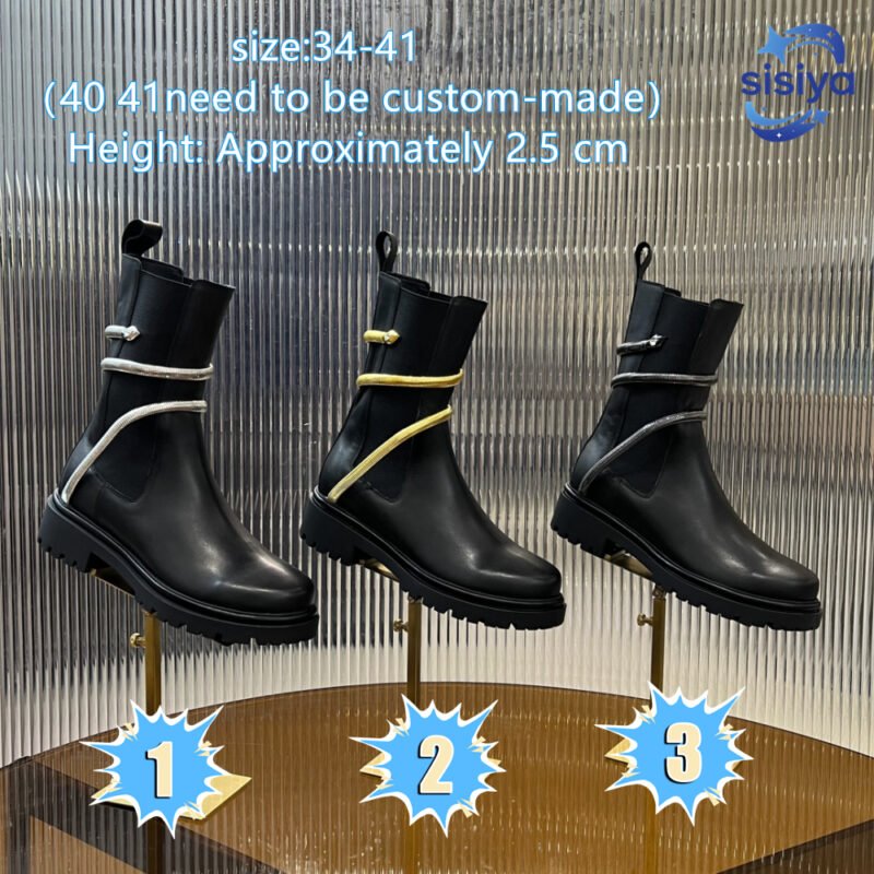 Renene Caovillara Snake-shaped Accent Thick-soled Wide heel Chelsea Boots L92603