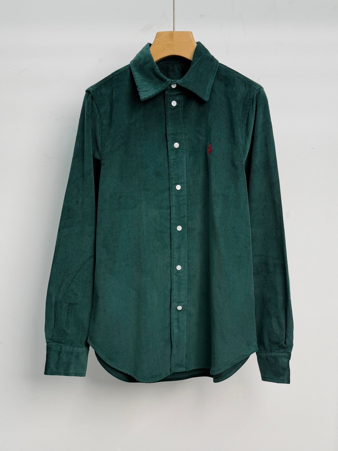 Polo style small sparrow embroidered stretch-fit corduroy shirt D92903 - Image 5