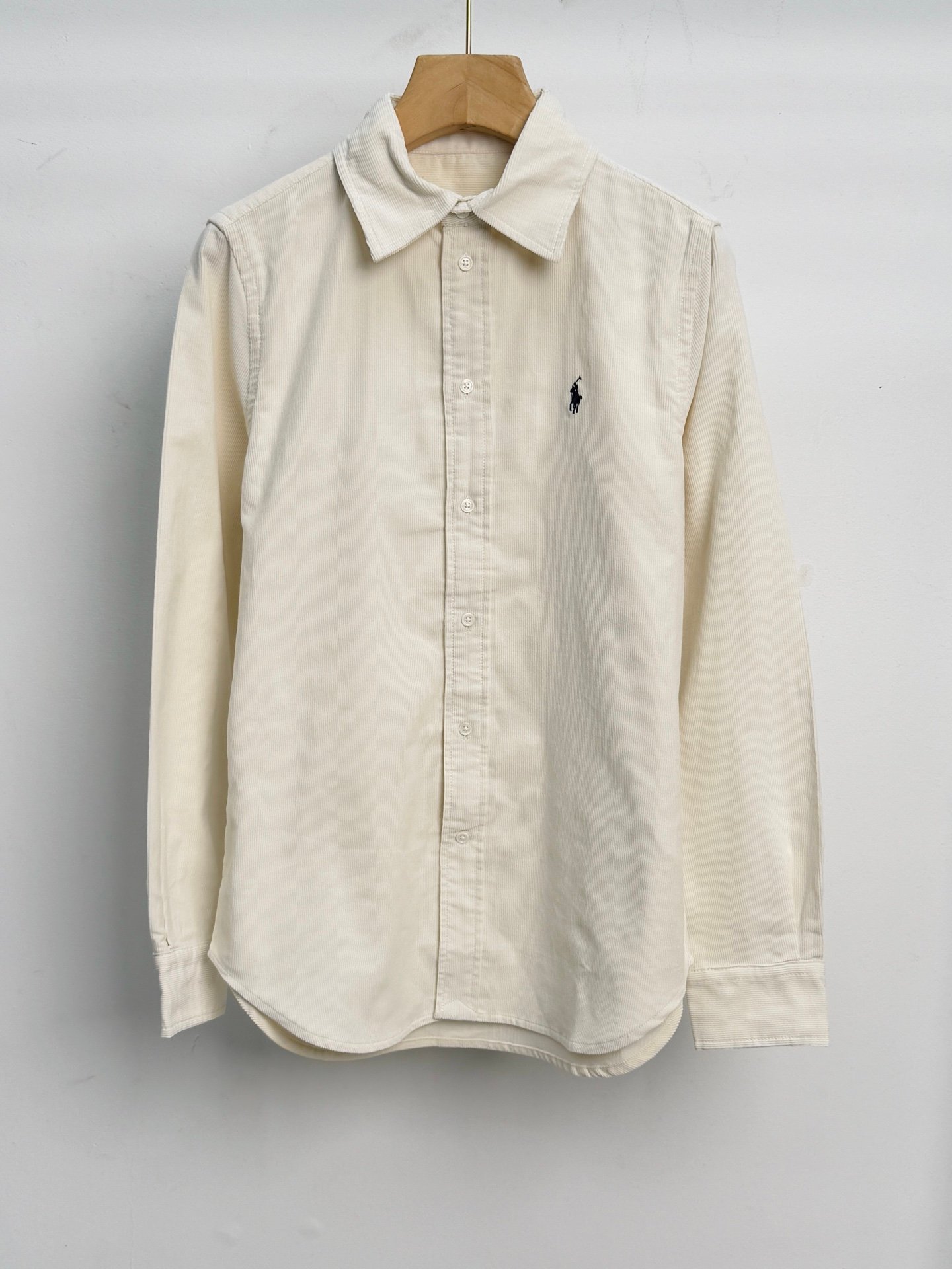 Polo style small sparrow embroidered stretch-fit corduroy shirt D92903 - Image 6