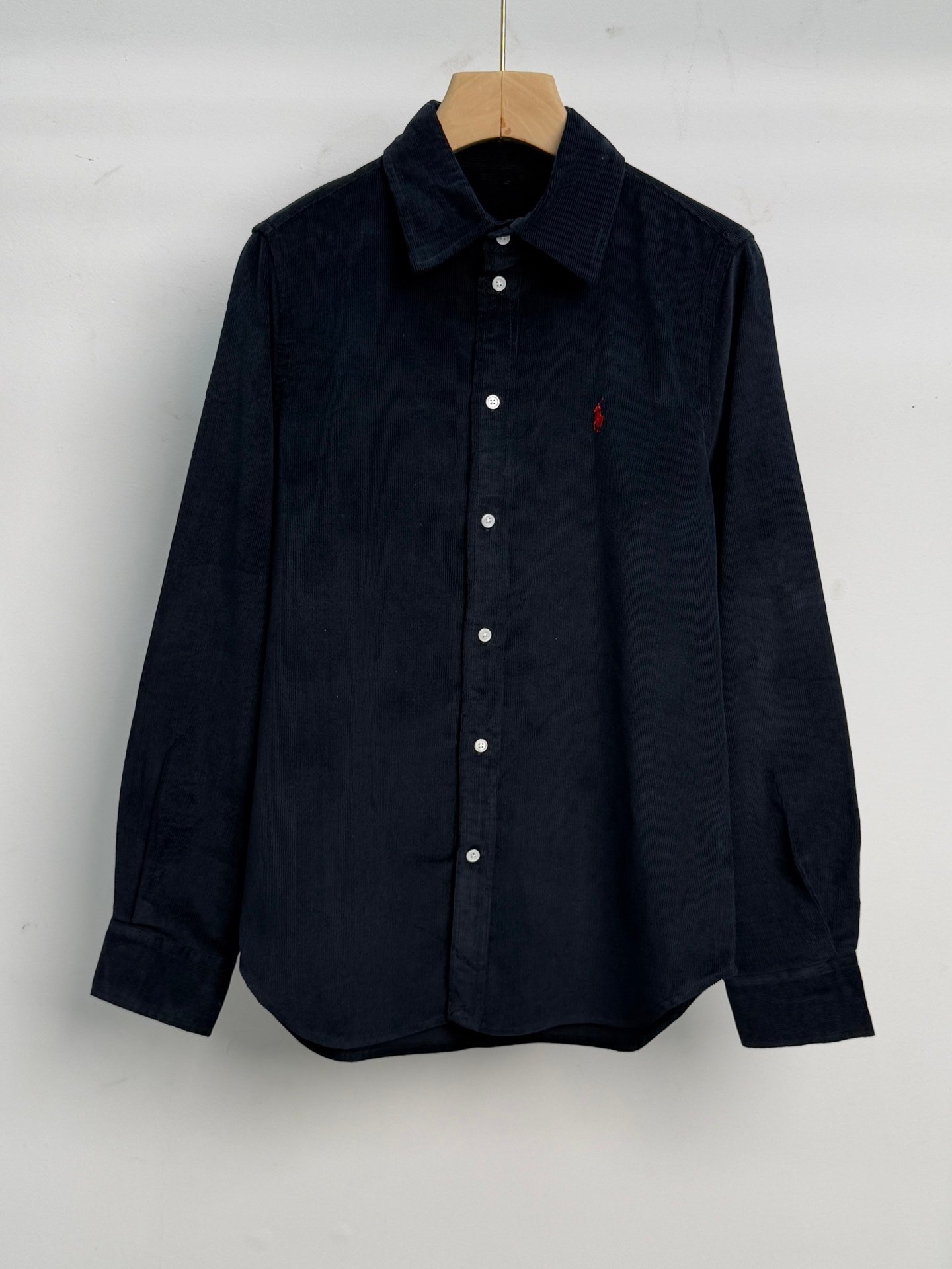 Polo style small sparrow embroidered stretch-fit corduroy shirt D92903 - Image 7