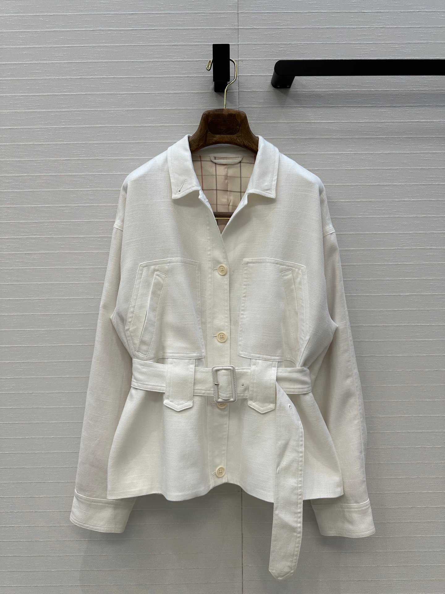 LP old money leather belt cotton and linen jacket coat D93001 - Image 6