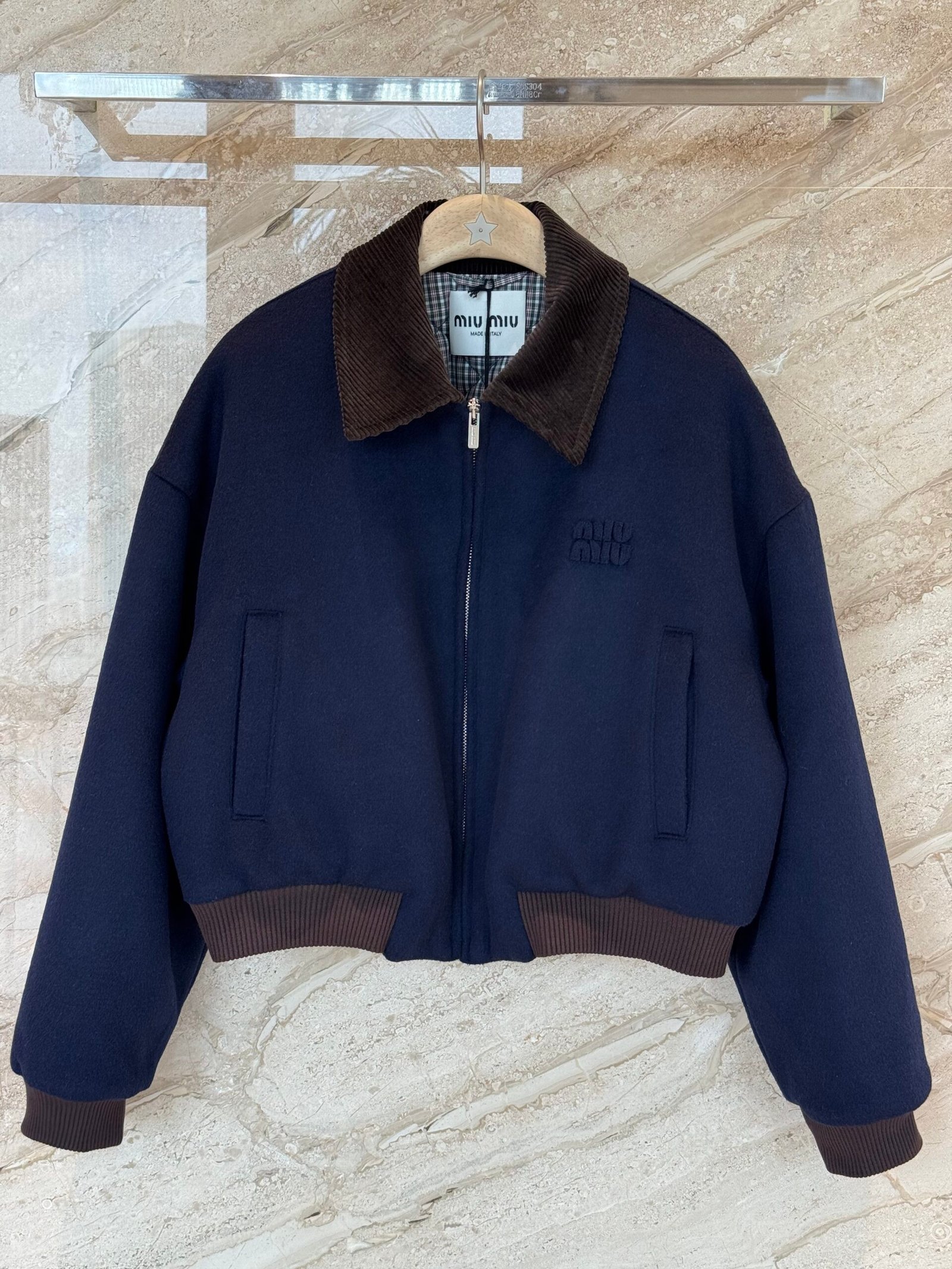 Miumiu corduroy collar wool cotton jacket D102303