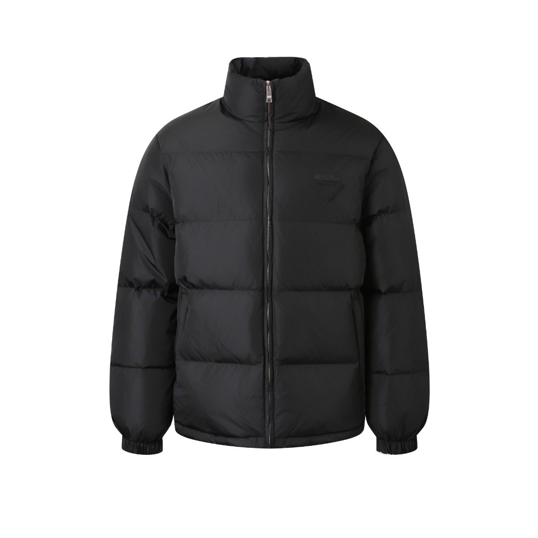 PRADA fabric triangular logo down jacket 101802