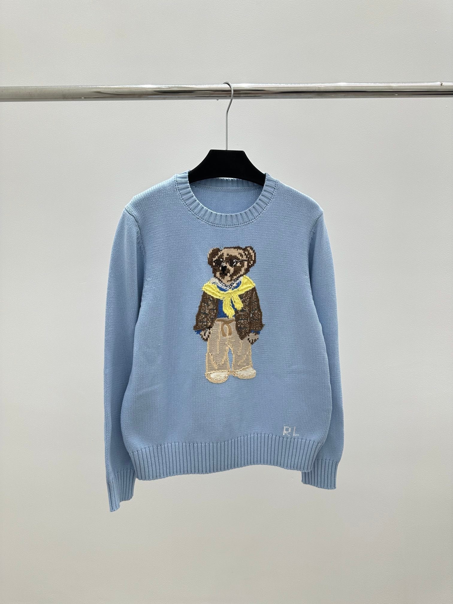 Polo bear jacquard knitted round-neck long-sleeved pullover sweater D101701