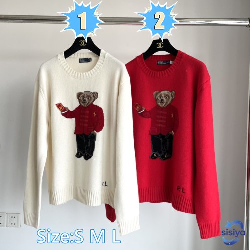 POLO Heavy Industry Embroidered Red Packet Little Bear Knitted Shirt D103104