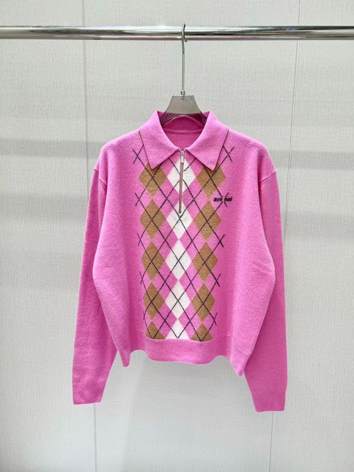 Miumiu Cashmere half-zipper polo shirt