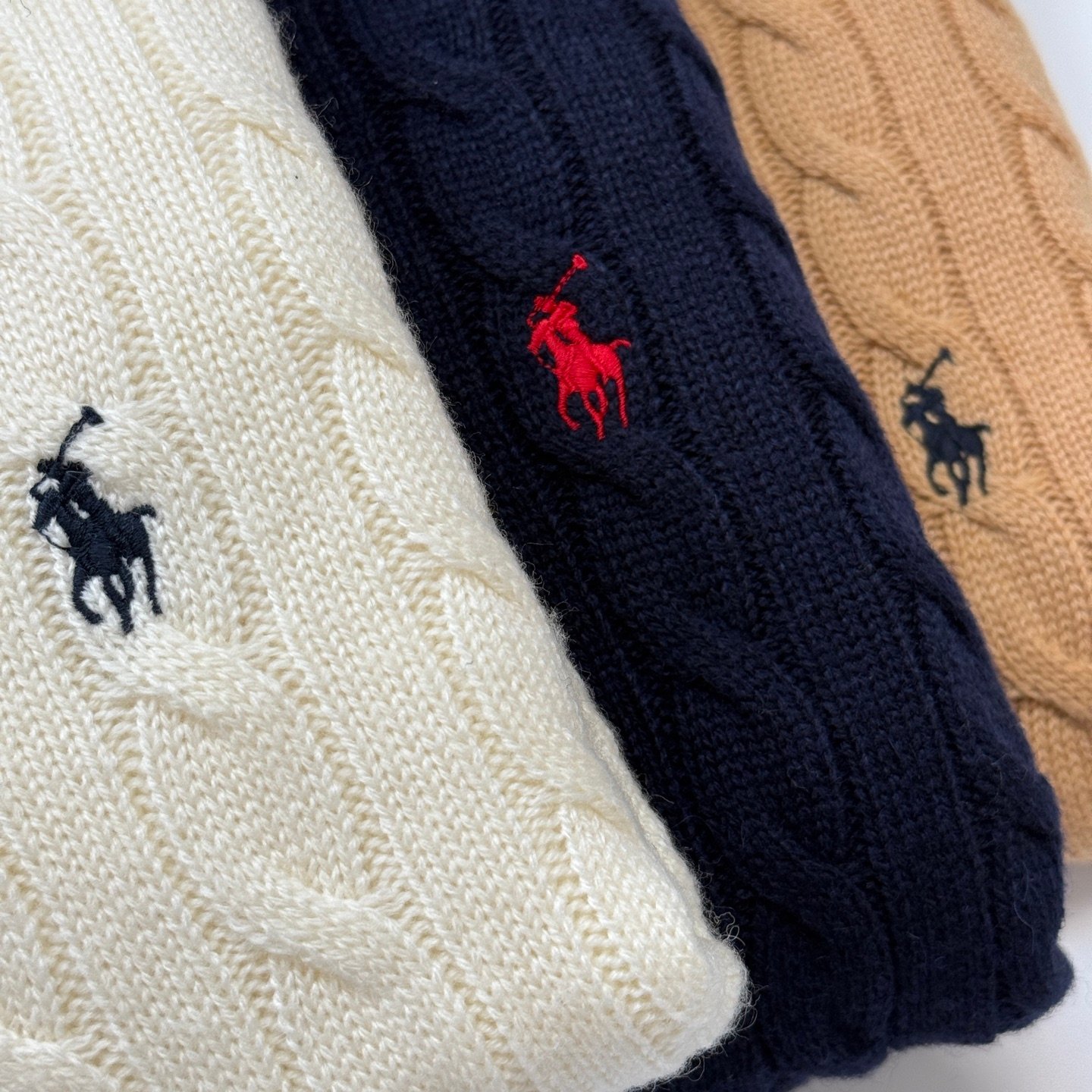 Ralph Lauren Cable-Knit Cotton Long-Sleeve Polo Shirt Cashmere d100603 - Image 3