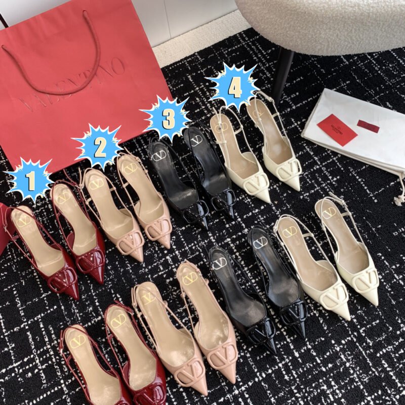 Valentino Vlogo Signature Patent Leather Slingback Pump L100603