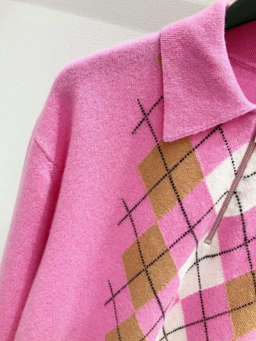 Miu Miu Argyle intarsia-knit half-zip Sweater D101004 - Image 5