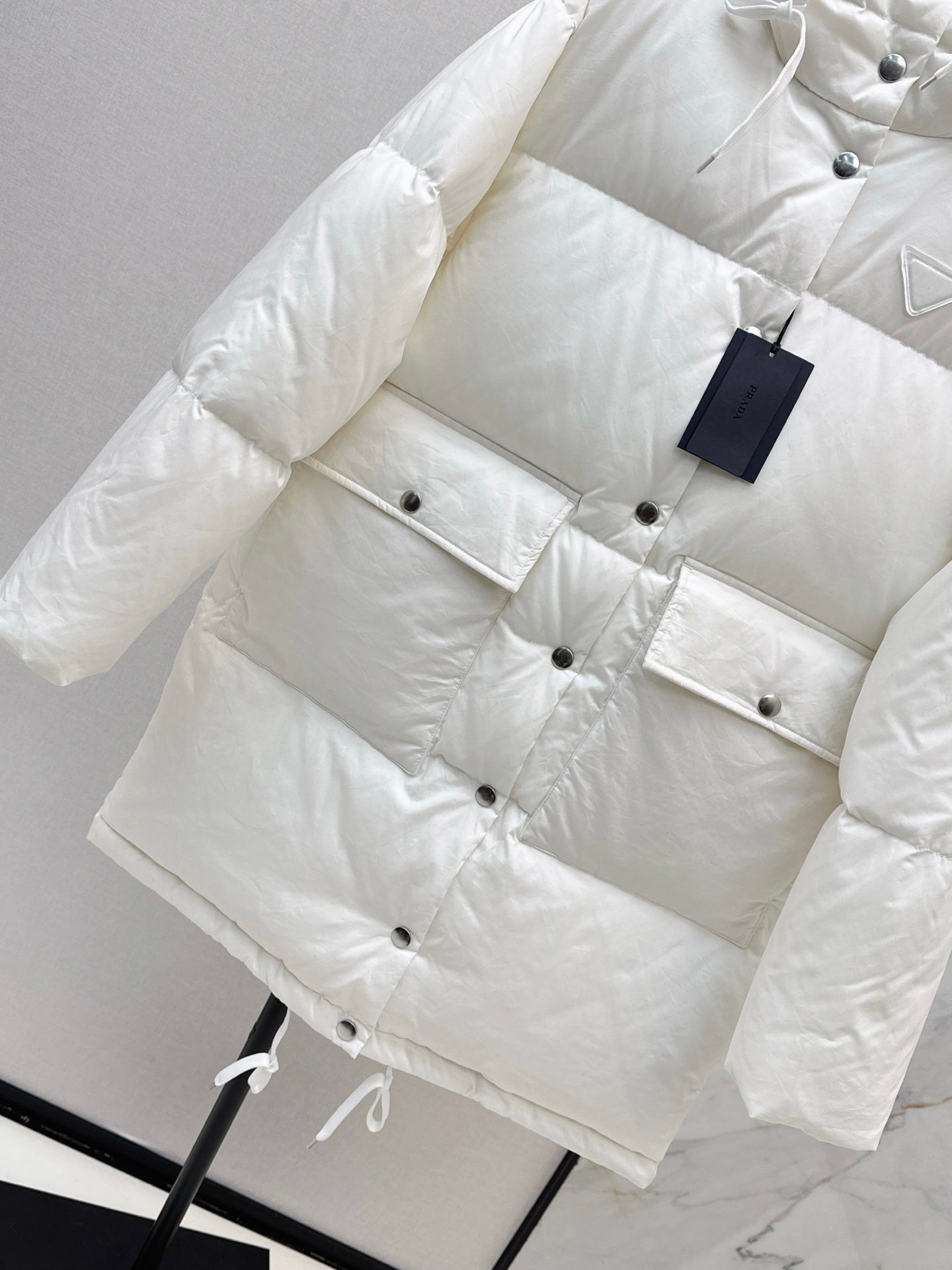 PRADA con capucha larga breadwear down jacket D101303 - Image 7