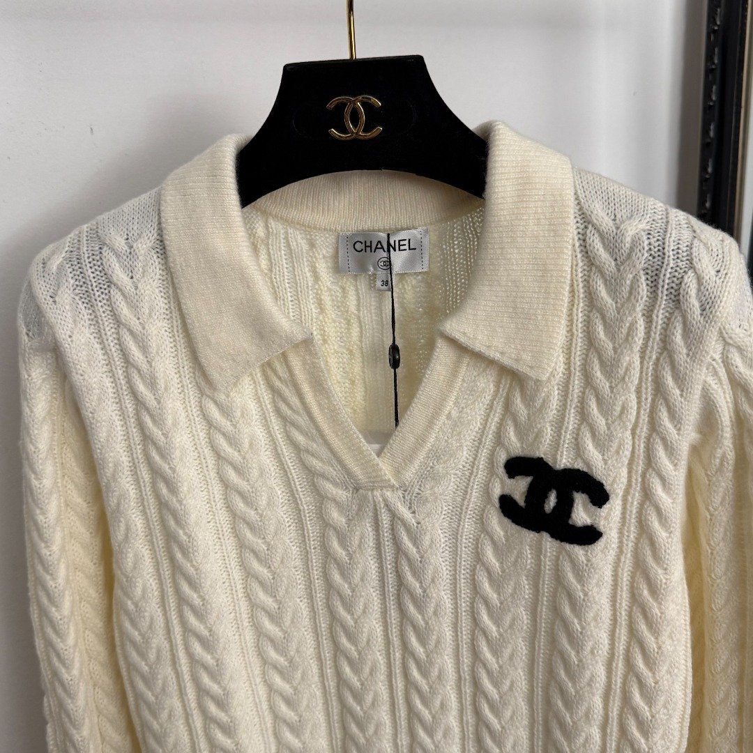 Chanel cable-knit polo sweater. D102501 - Image 6