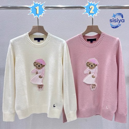 RL wool patch teddy bear knitted sweater D112605