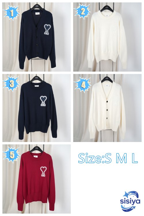 AMI Paris logo-intarsia Wool Cardigan D111709