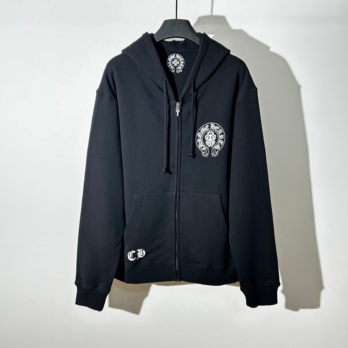 Chrome Hearts Totem Sanskrit Flag Print Zippered Drawstring Hooded Sweatshirt 110510
