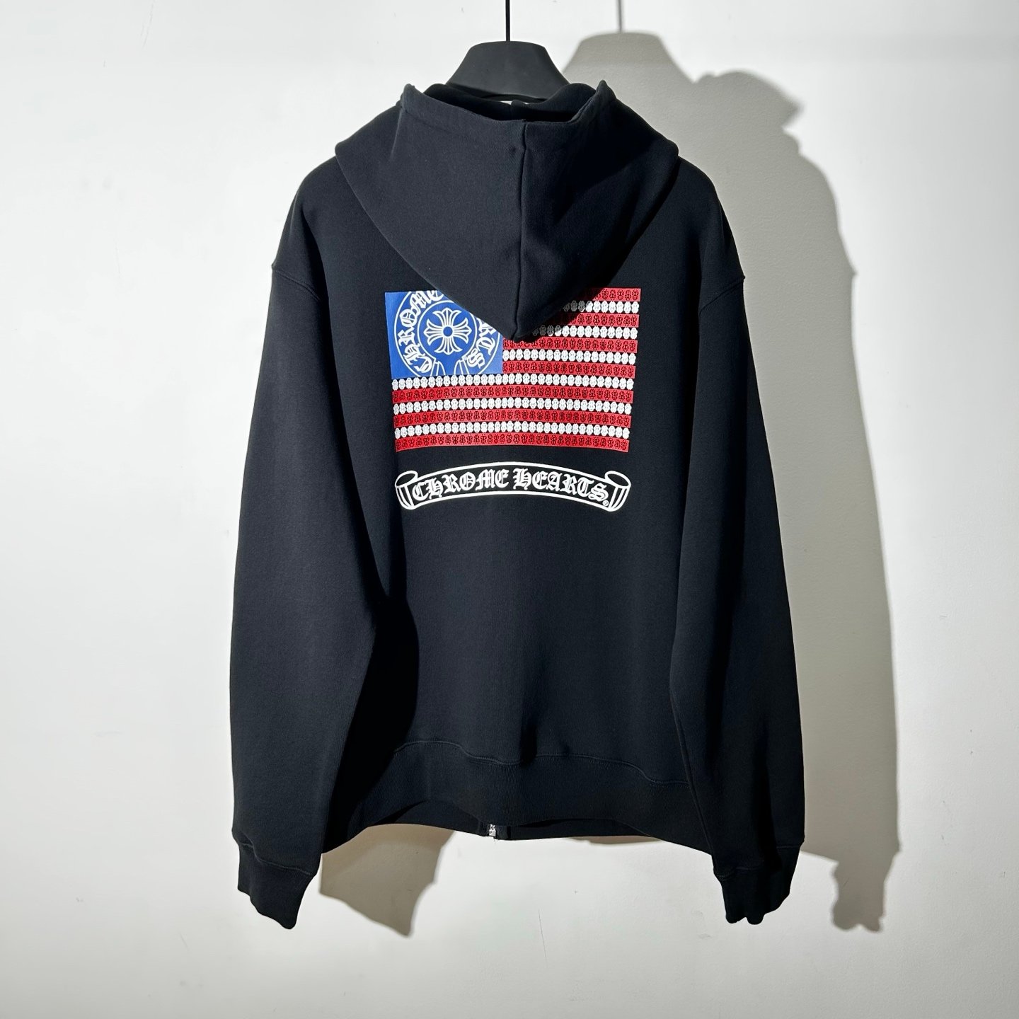 Chrome Hearts Totem Sanskrit Flag Print Zippered Drawstring Hooded Sweatshirt 110510 - Image 3