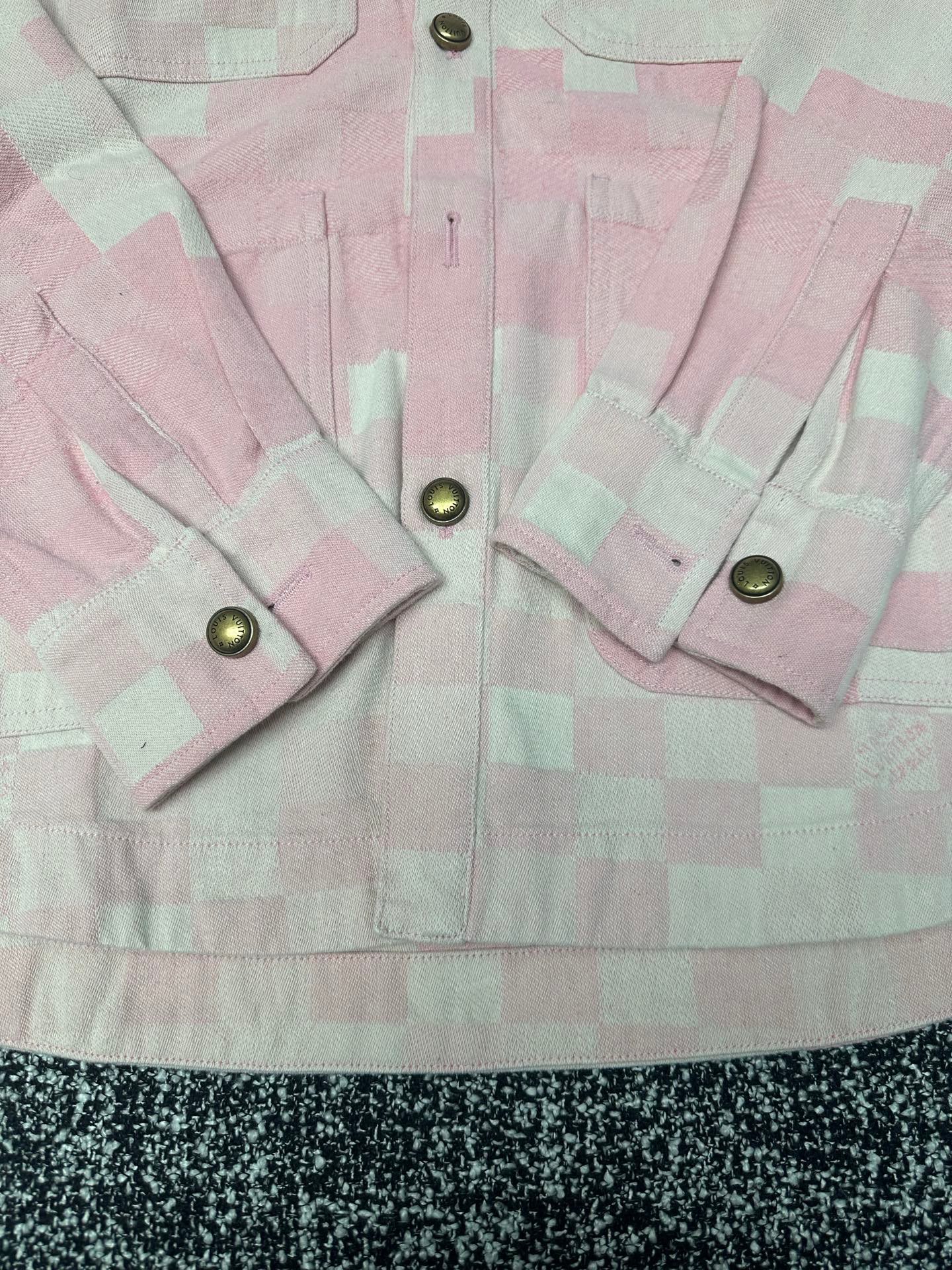 Louis Vuitton pink checkered pullover shirt 110803 - Image 7