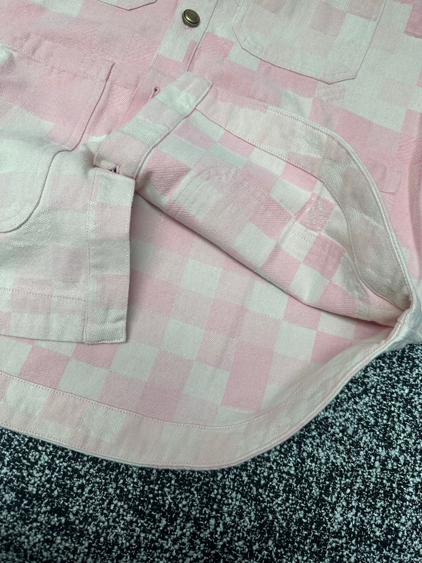 Louis Vuitton pink checkered pullover shirt 110803 - Image 5