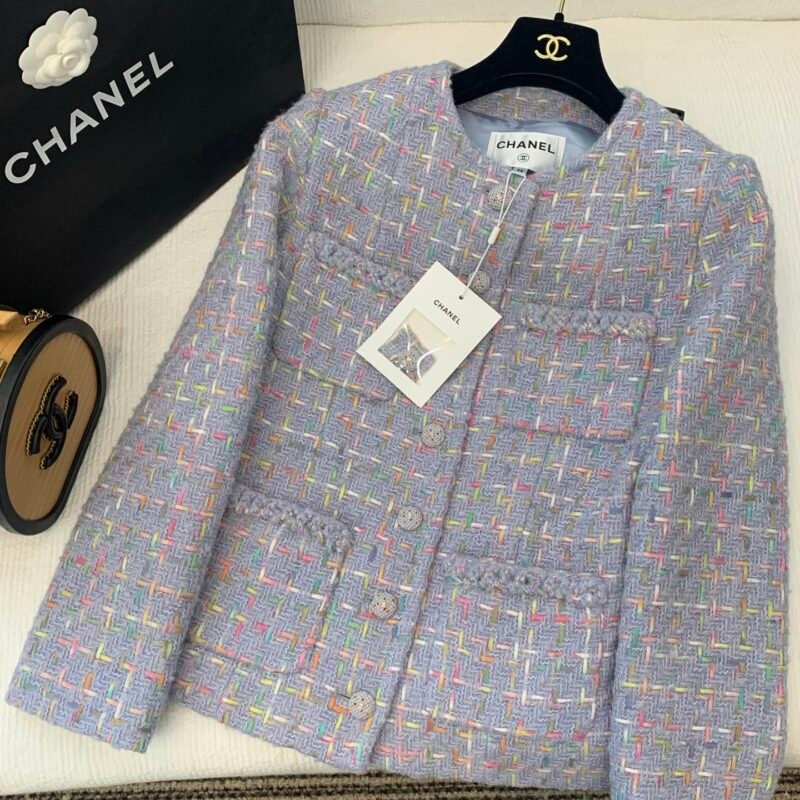 Chanel CC purple coarse wool jacket D111303