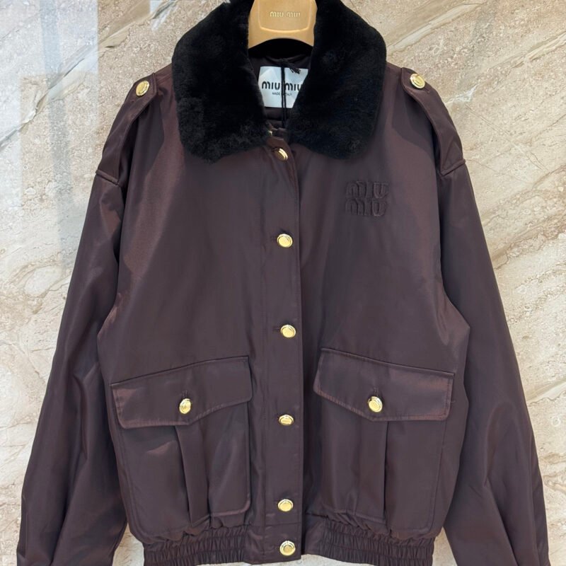 Miu Miu Coffee Technical Gazar Blouson Jacket D111310