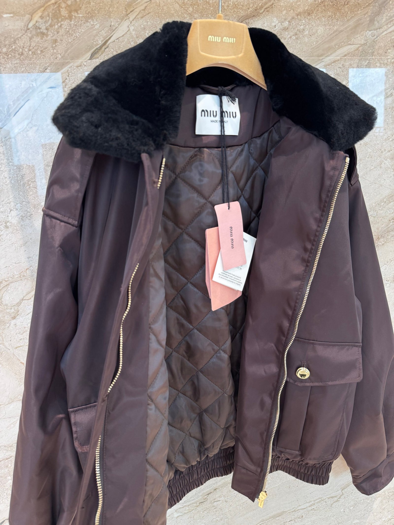 Miu Miu Coffee Technical Gazar Blouson Jacket D111310 - Image 3