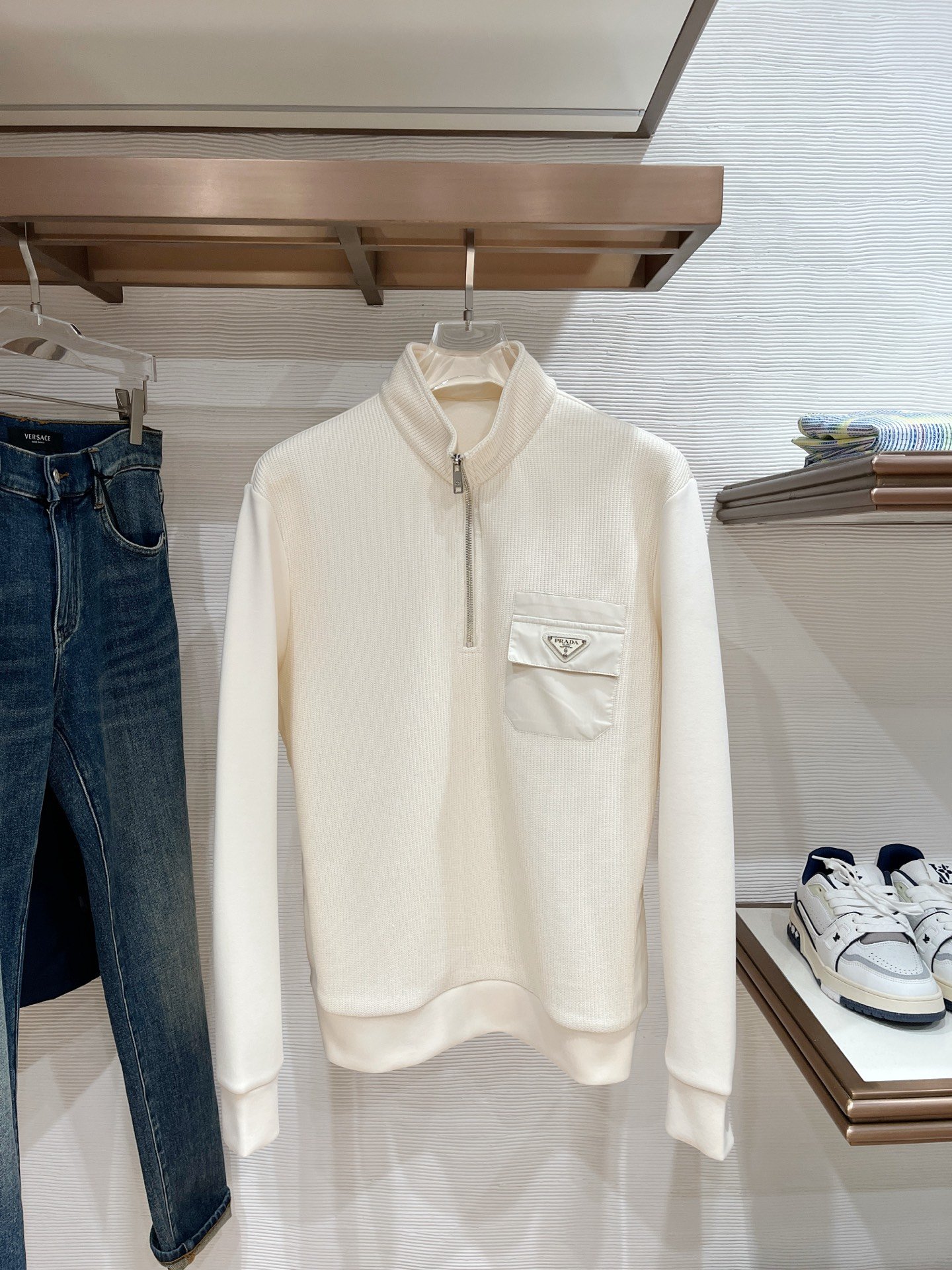 Prada Men's Wool Zippered Cardigan Sweater 111308 - Image 2