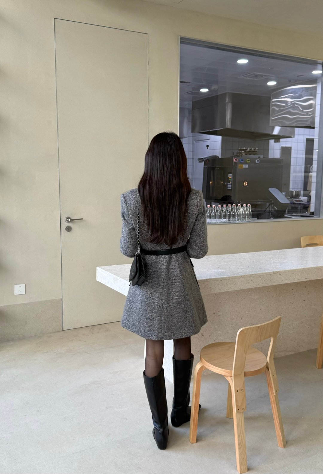 Celine grey tweed double-breasted overcoat with D111401 - Image 10