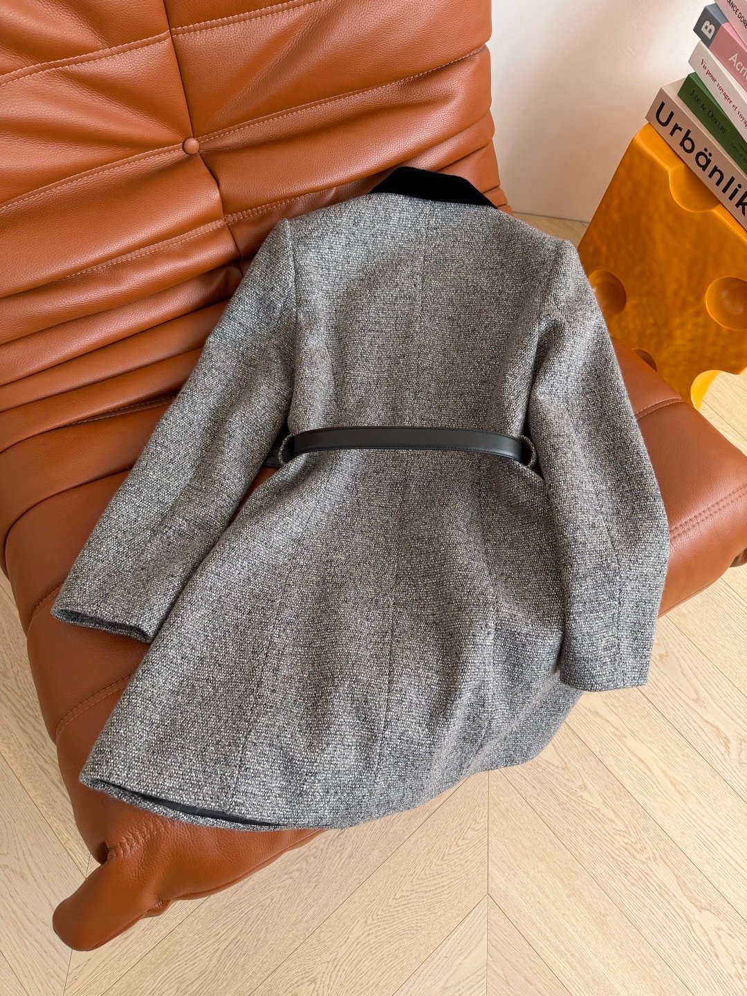 Celine grey tweed double-breasted overcoat with D111401 - Image 7