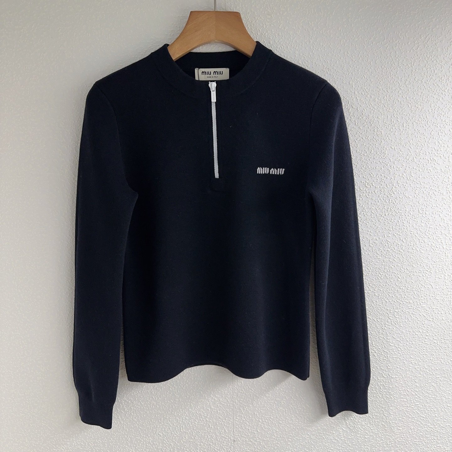 Miu Miu navy blue quarter-zip sweater D112203