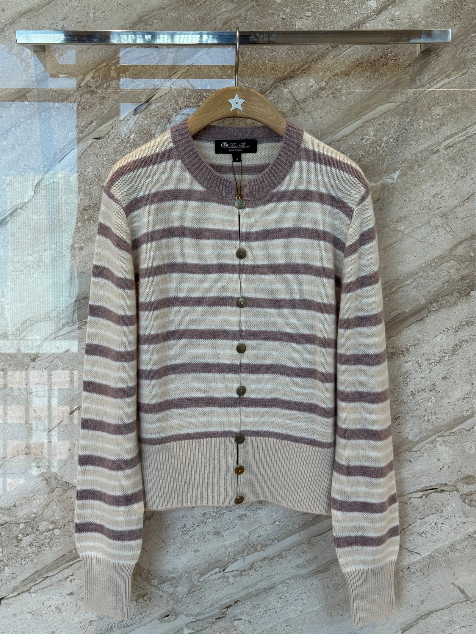 LORO PIANA Striped cashmere cardigan D112410