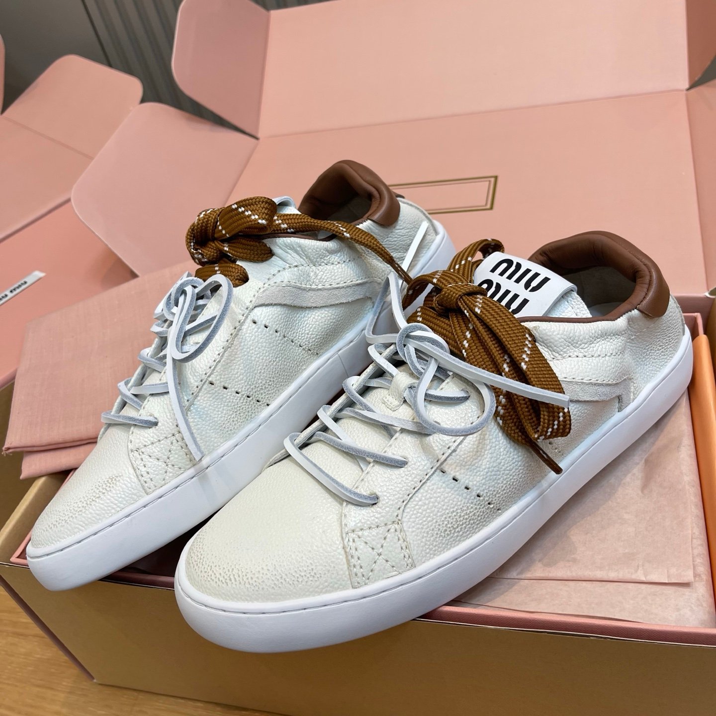 Miu Miu painted leather sports shoes L112503 - Image 11