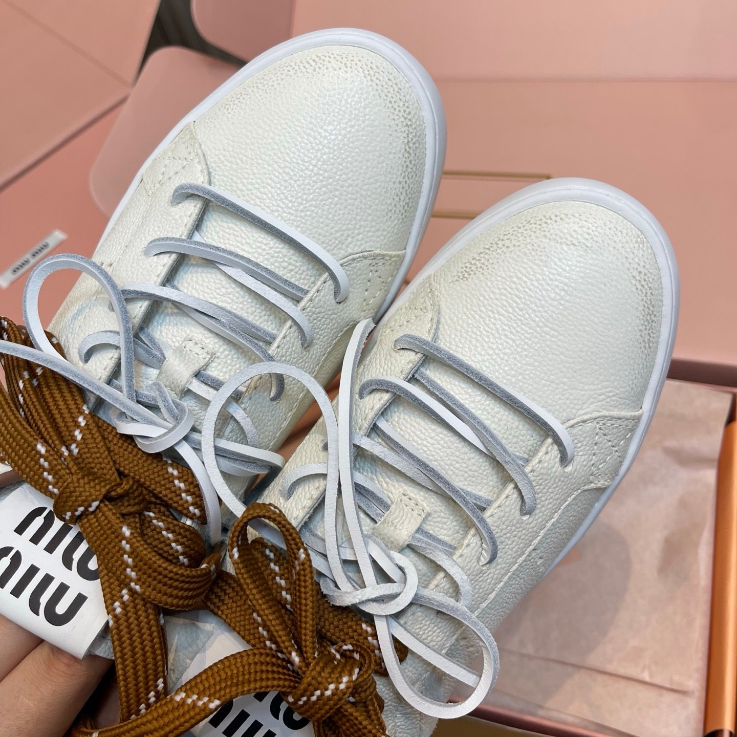 Miu Miu painted leather sports shoes L112503 - Image 12