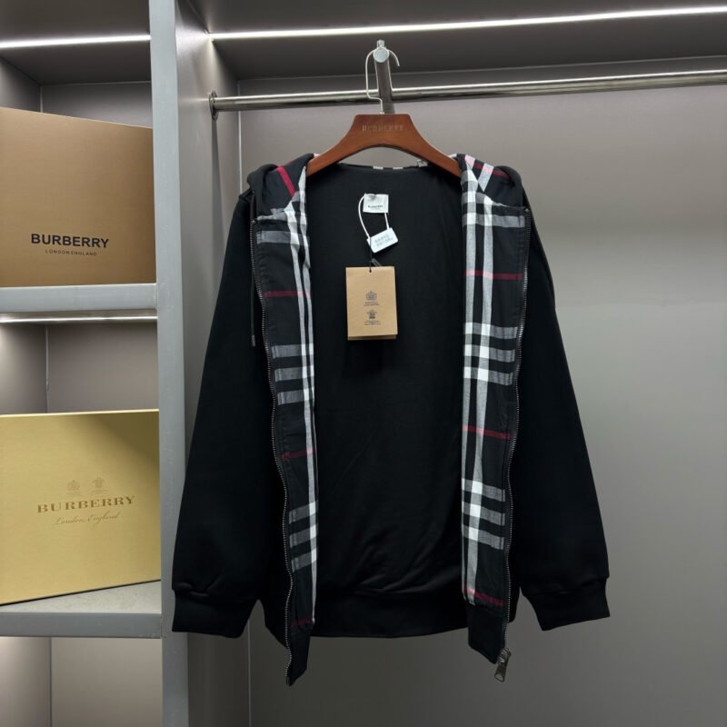 Vintage checkered fabric patch TB logo embroidered cotton hooded  dz112903