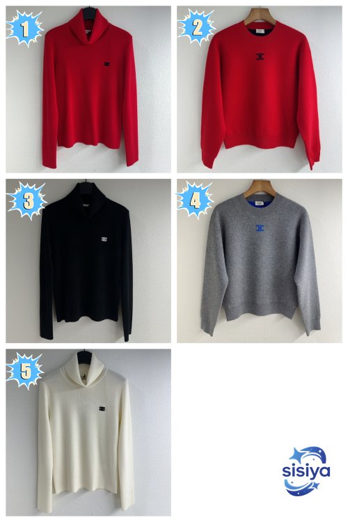 Céline Colorful Logo Embroidered Pullover Knit Shirt D120302