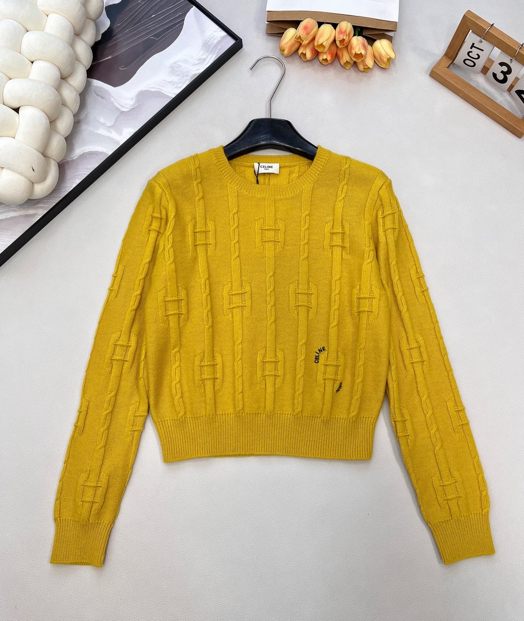 CELINE crewneck sweater IN chains cashmere D120405 - Image 8