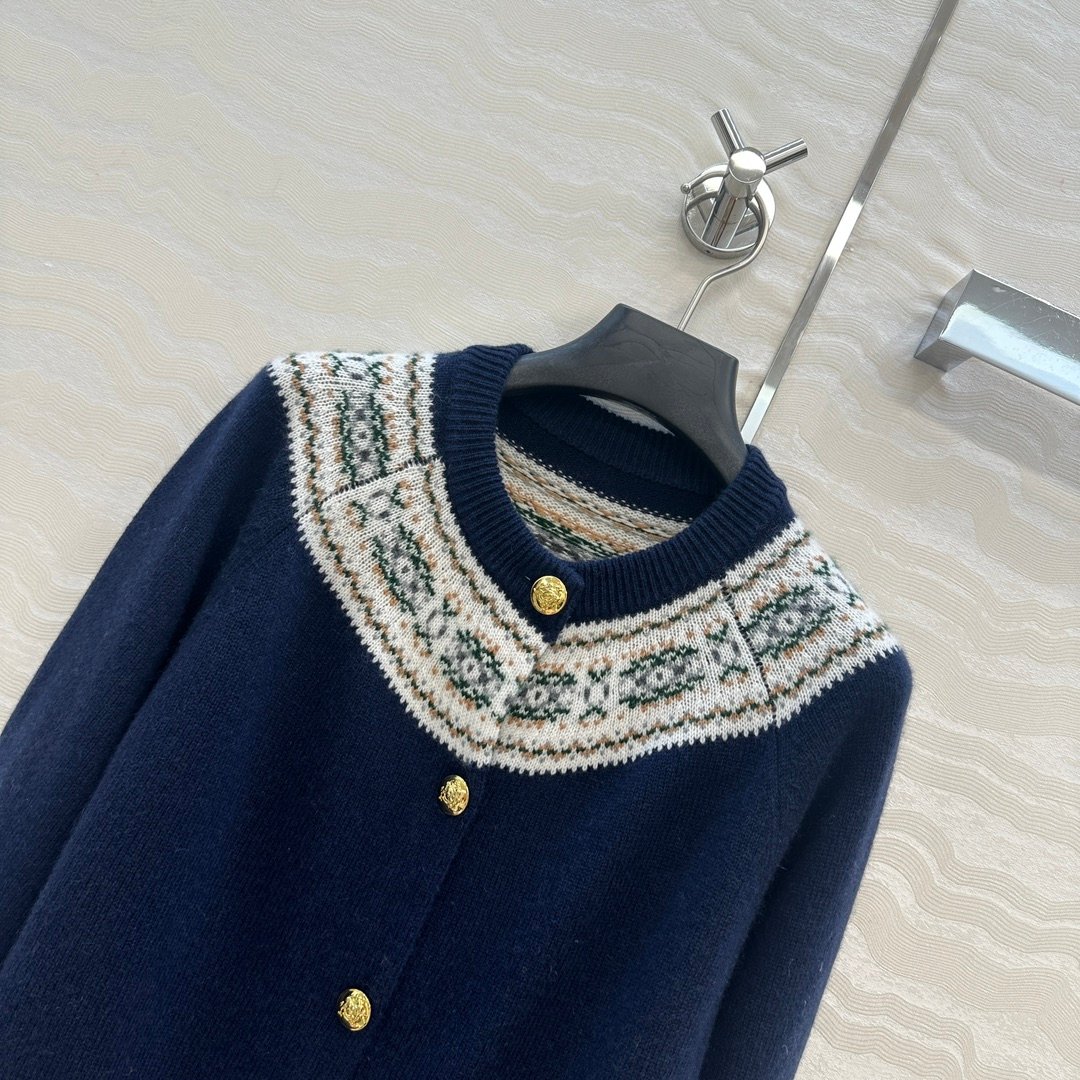 Celine jacquard cashmere cardigan D120407 - Image 3