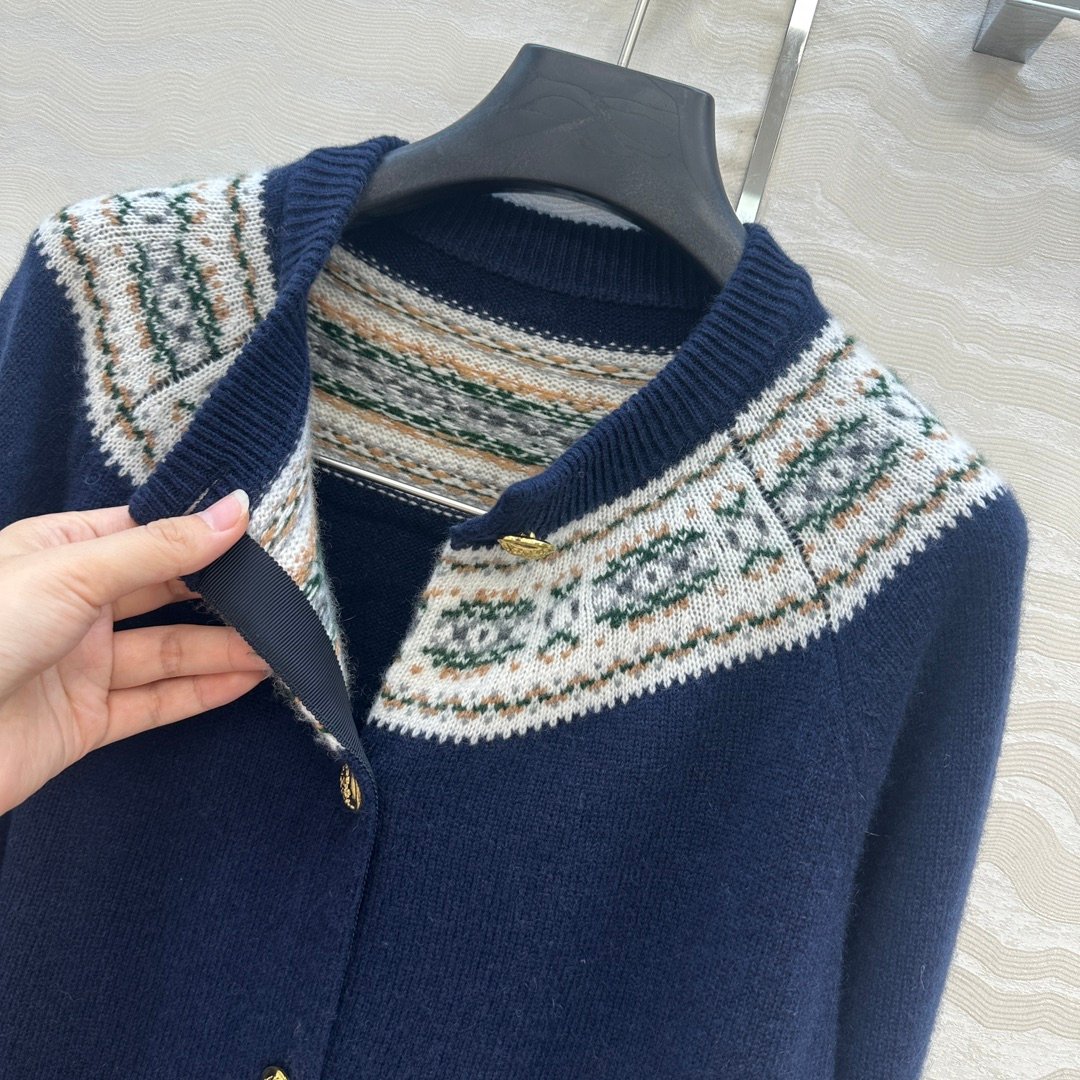 Celine jacquard cashmere cardigan D120407 - Image 6