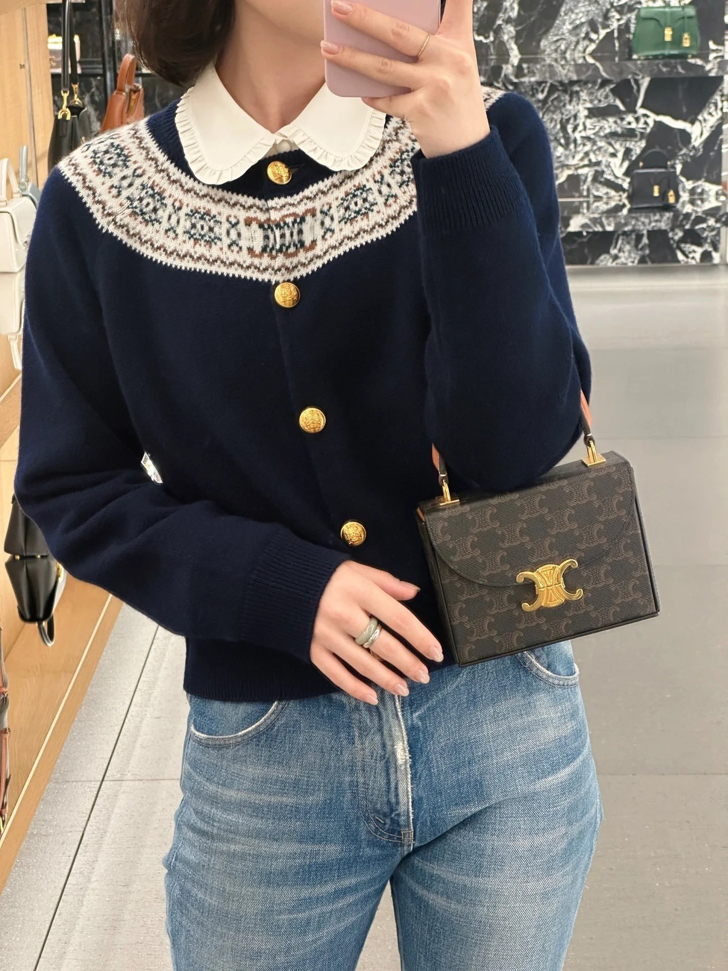 Celine jacquard cashmere cardigan D120407 - Image 8