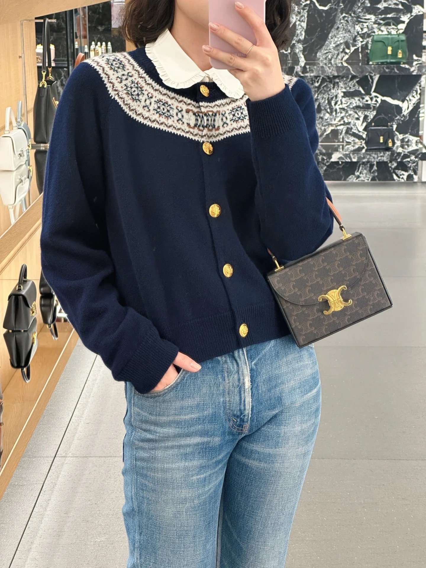 Celine jacquard cashmere cardigan D120407 - Image 9