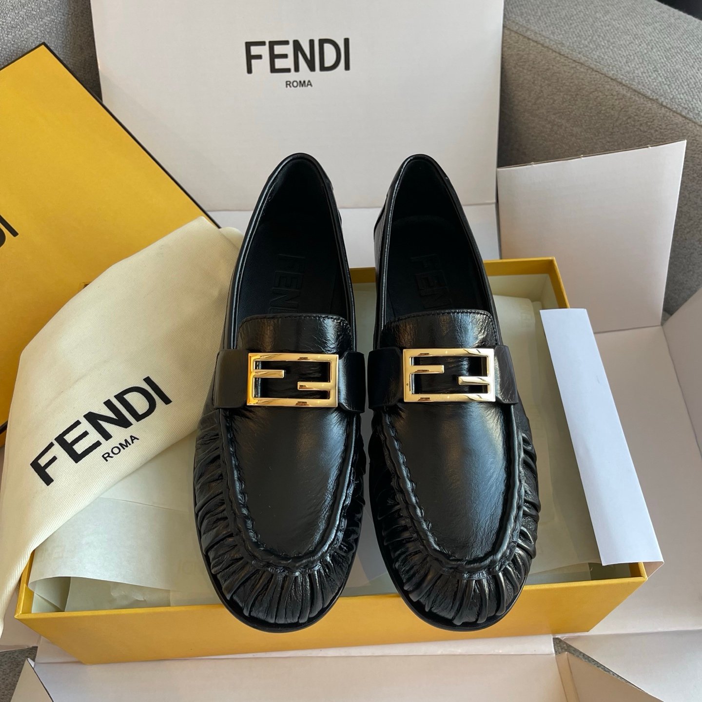 Fendi Baguette Leather Penny Loafers L120906