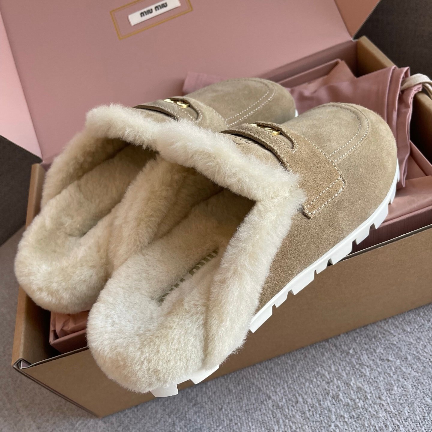 Miu Miu suede leather mule shoes L120907 - Image 5
