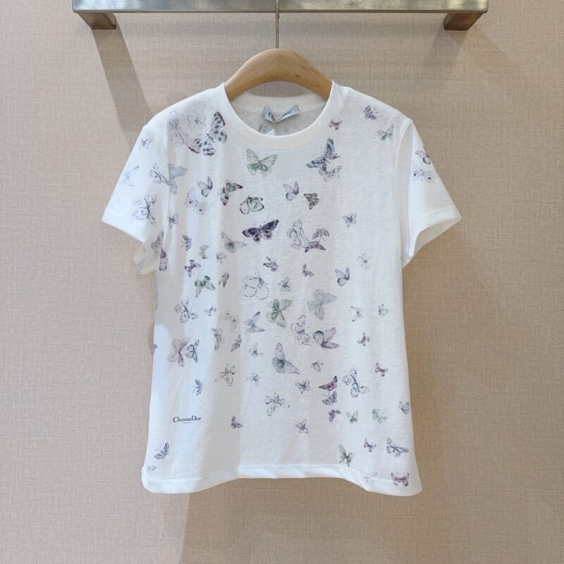 DIOR Watercolor Style Butterfly Print T-shirt D121003