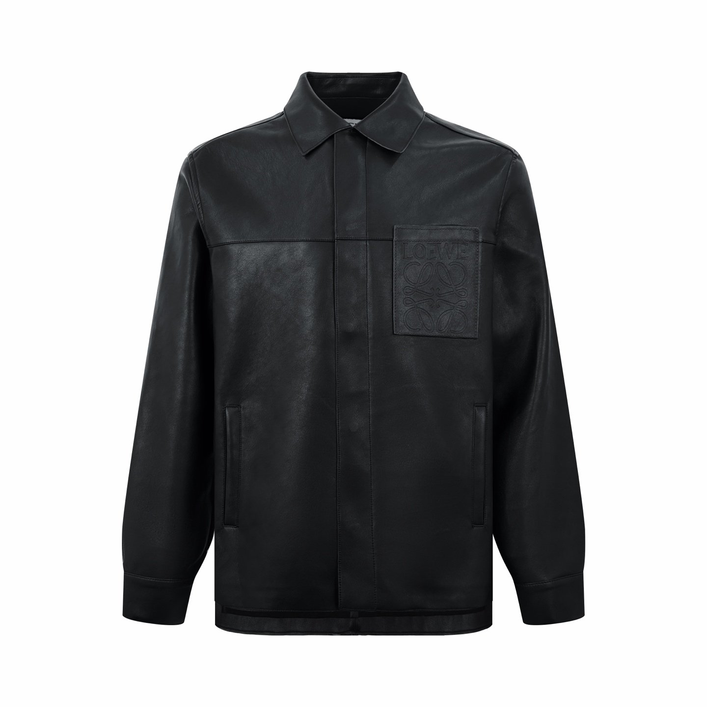 Loewe Anagram Pocket Zip Leather Coat 121003
