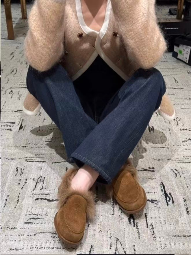 Chanel Moccasins - Suede kidskin & shearling lambskin L121008 - Image 11