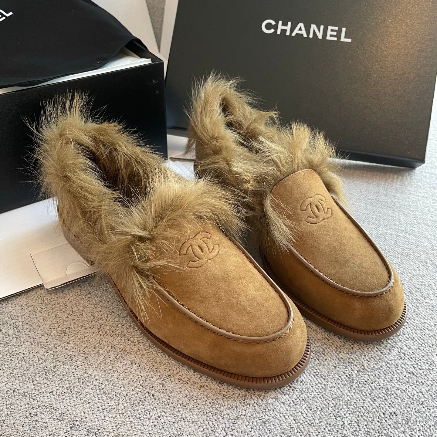 Chanel Moccasins - Suede kidskin & shearling lambskin L121008 - Image 3