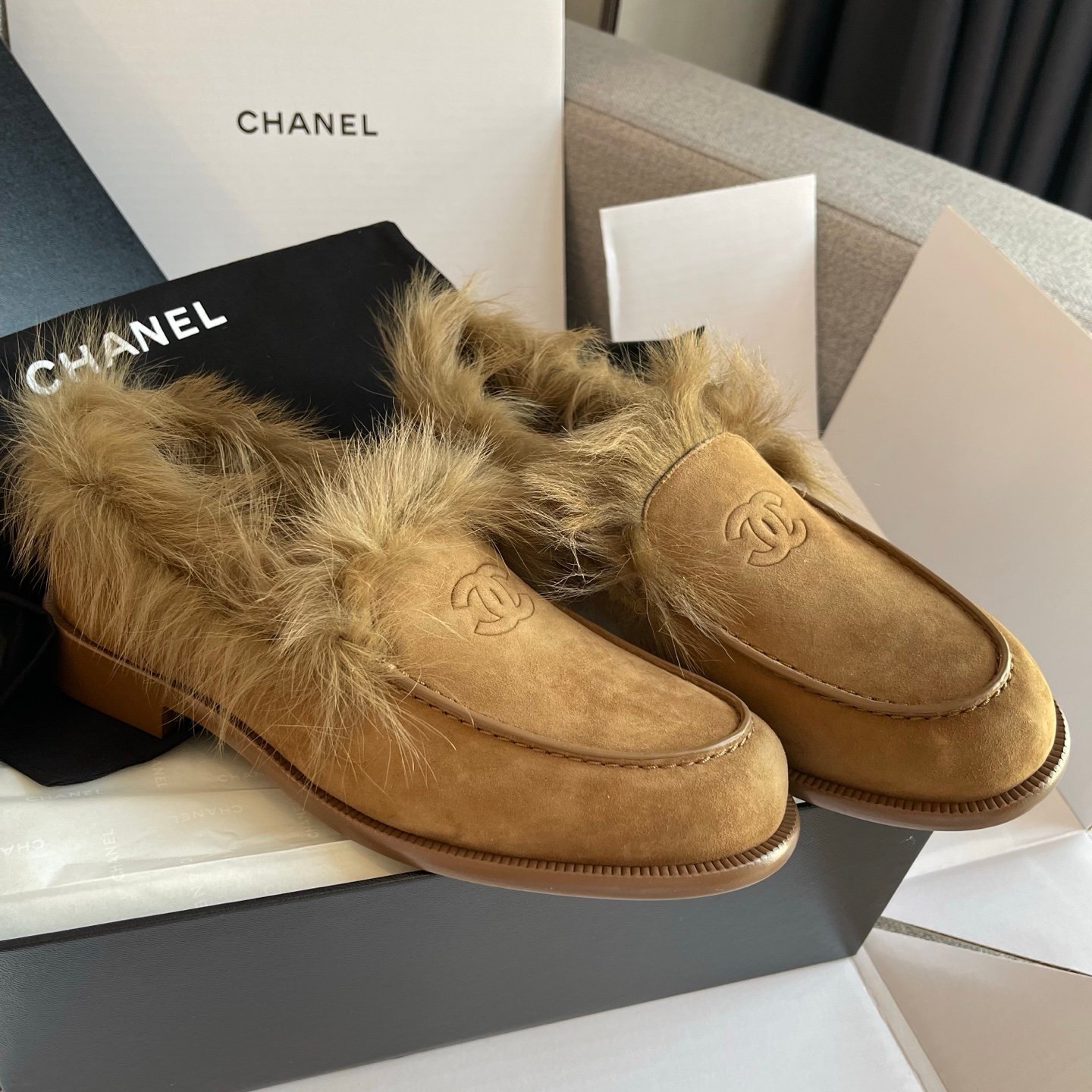 Chanel Moccasins - Suede kidskin & shearling lambskin L121008 - Image 5