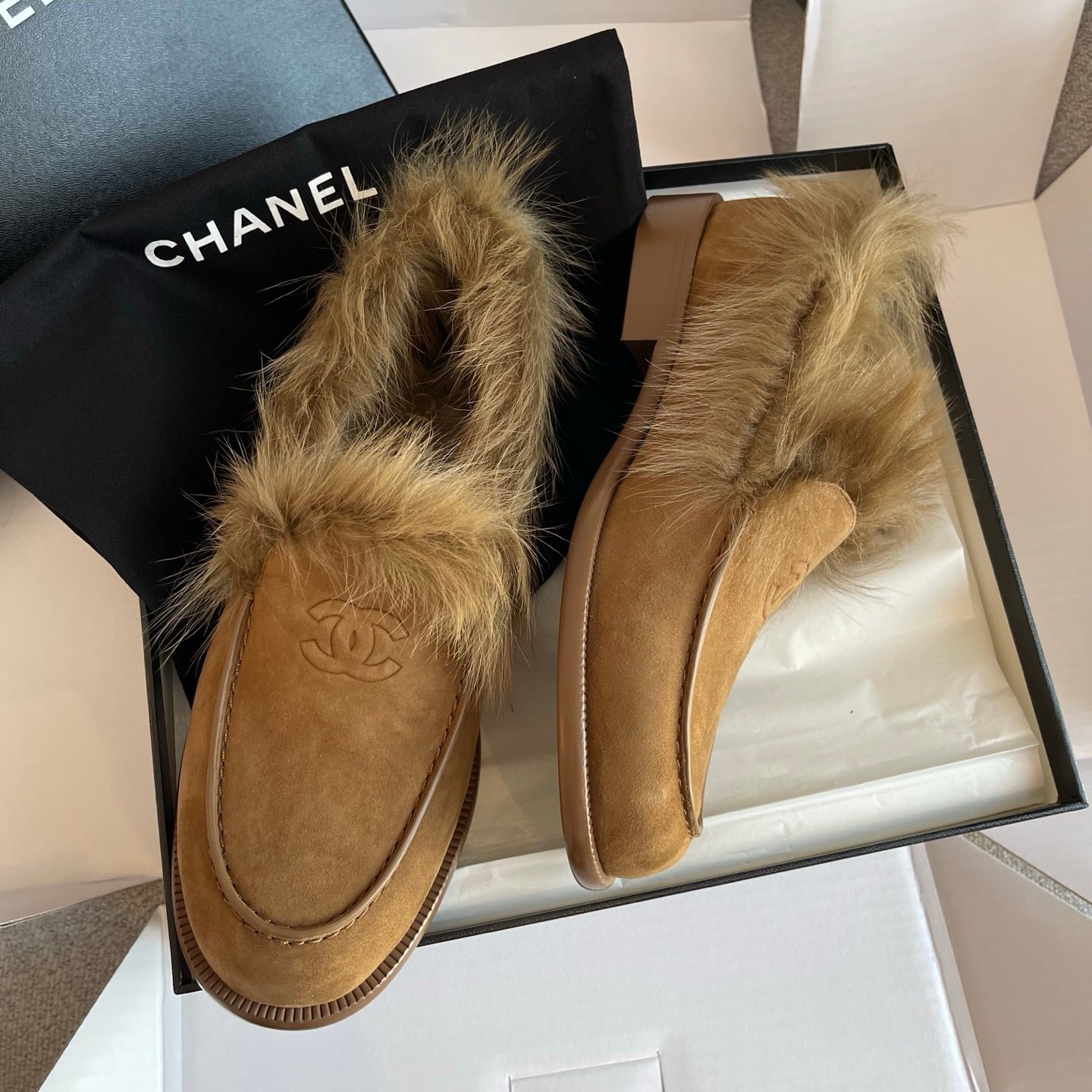 Chanel Moccasins - Suede kidskin & shearling lambskin L121008 - Image 7